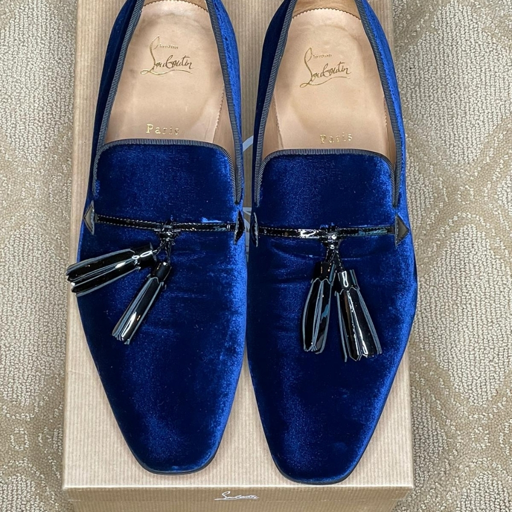 Auth Christian Louboutin Daddy Flat Velvet